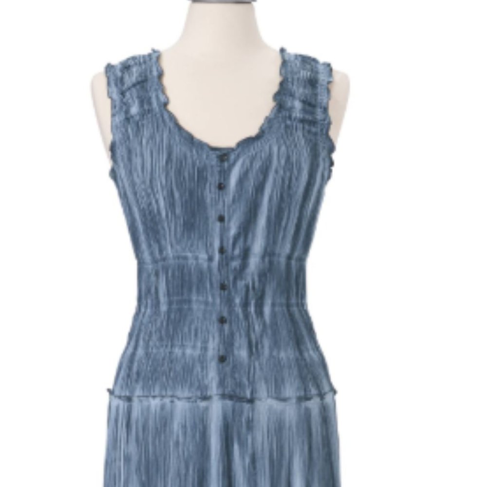Denim Look Acid Wash Tiered Tank Dress
